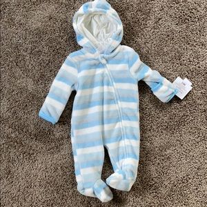 Boys fleece zip-up footie w/hood